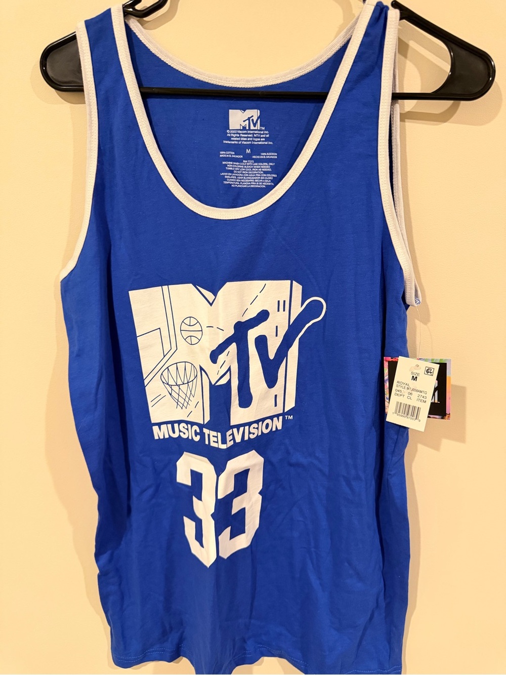 MTV Royal Blue Tank with White Logo and Trim